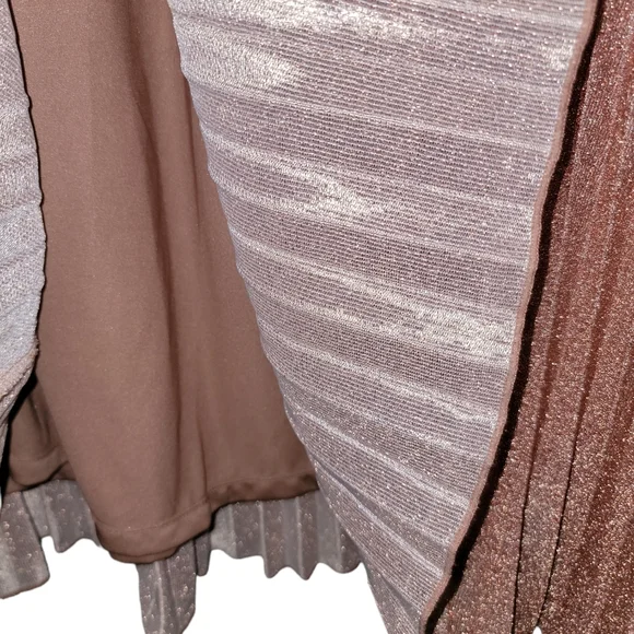 NWT Divided Skirt Women Small Metalic Pleated Elastic Waistband Pull On - Picture 3 of 5